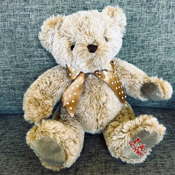 FAO Schwarz Brown Tan Polka Dot Plush Stuffed Animal Toy - Picture 1 of 4